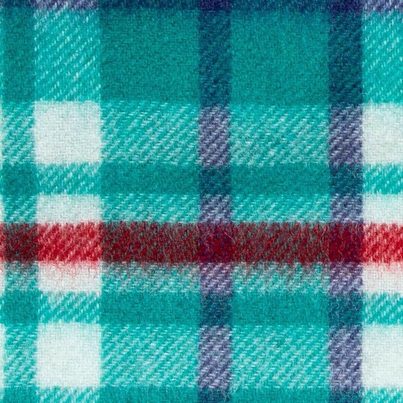Carrolls Designs Black Watch Wool Scarf with Turquoise, Blue Red Tartan plaid - Picture 2 of 4